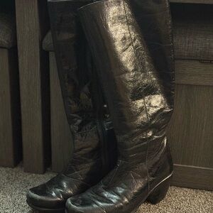 Black Leather Knee-High Boots